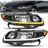 ELH SEQ DRL Headlight Assembly Fit For 2006-2011 Honda Civic 2-Door Coupe | LED Sequential DRL,LED Day Running Light,Driver and Passenger Side,2006 2007 2008 2009 2010 2011 06 07 08 09 10 11 Headlamp