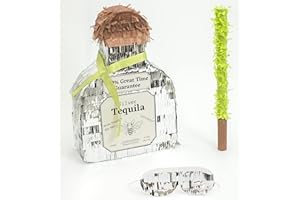 Birchio Tequila Pinata Bundle with a Blindfold and Bat (17 x 10.5 x 4 Inches), Perfect for Birthday Parties, 21th Birthday party, Bachelor Party