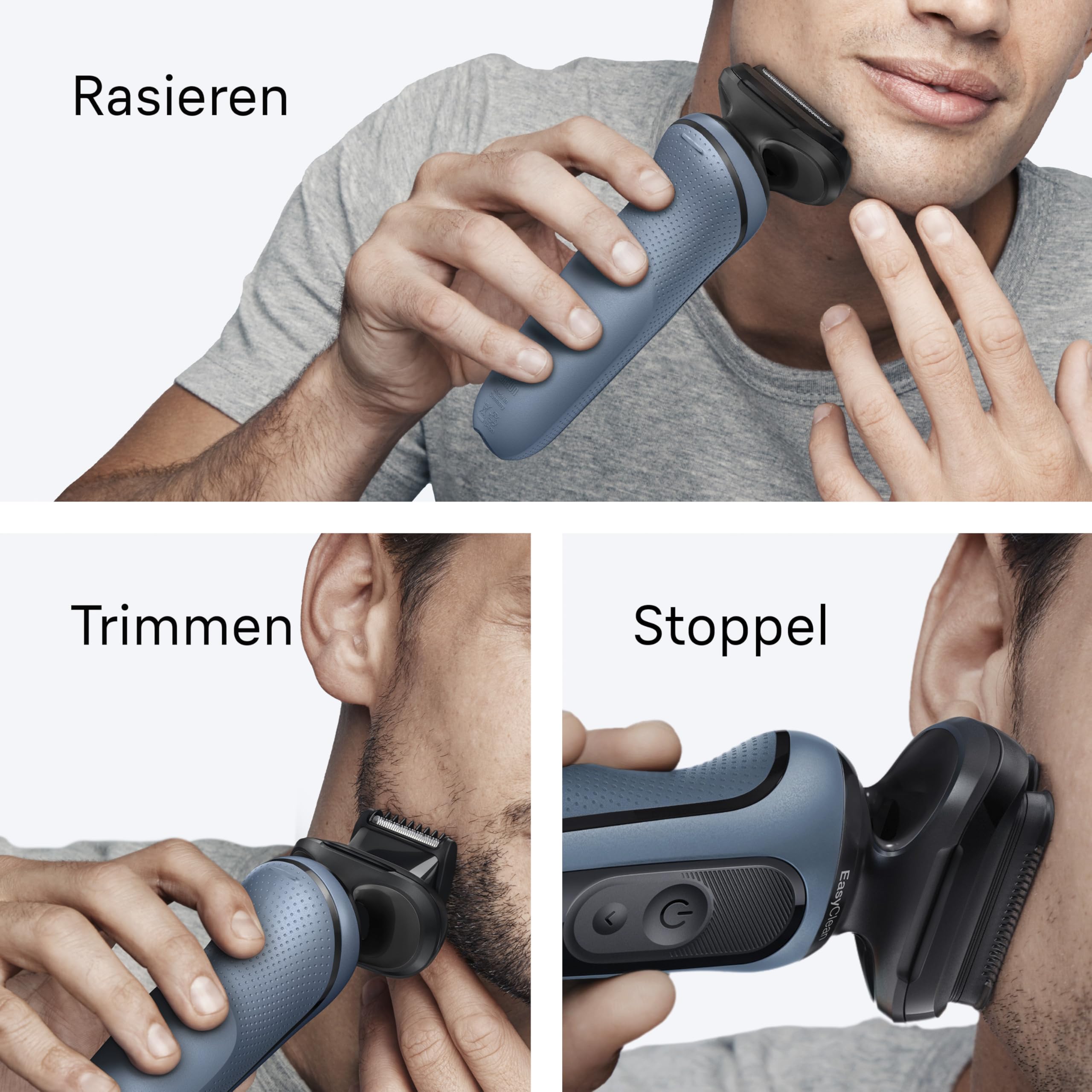Braun Series 5 Elektrorasierer Herren, Rasierapparat mit 50 Min. Akkulaufzeit, +2 Aufsätze, Kabelloser Nass- und Trockenrasierer für Männer, Made in Germany, Wasserdicht, 52-A1820si, Azurblau 5