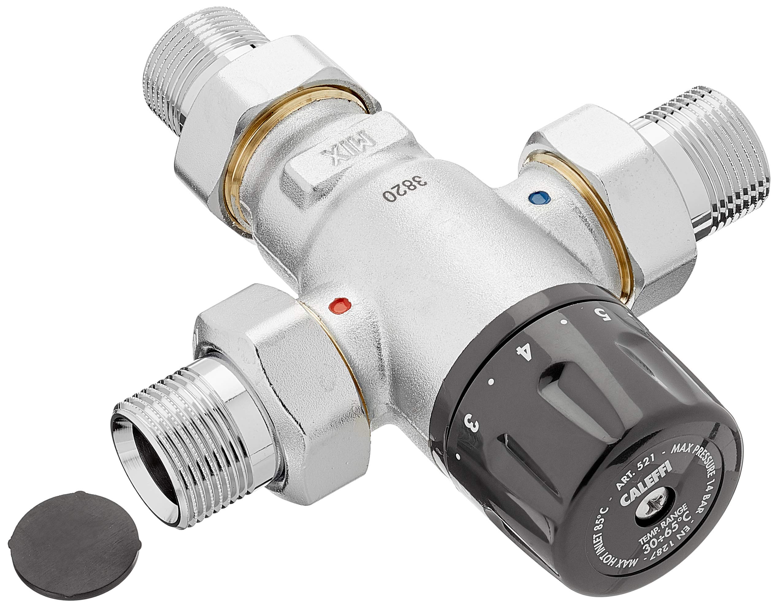 Caleffi 521500 Thermal mixer 3/4 inch 30 - 65 °C resistant to calcification Adjustable dezincification-free