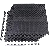 BalanceFrom Puzzle Exercise Mat 1-inch Thick, EVA Interlocking Foam Floor | Tiles for Home Gym, Mat for Home Workout Equipment, Floor Padding for Kids, Black, 24 in x 24 in x 1 in, 24 Sq Ft - 6 Tiles