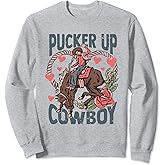 Pucker Up Cowboy Retro Groovy Howdy Valentines Cowboy Hat Sweatshirt