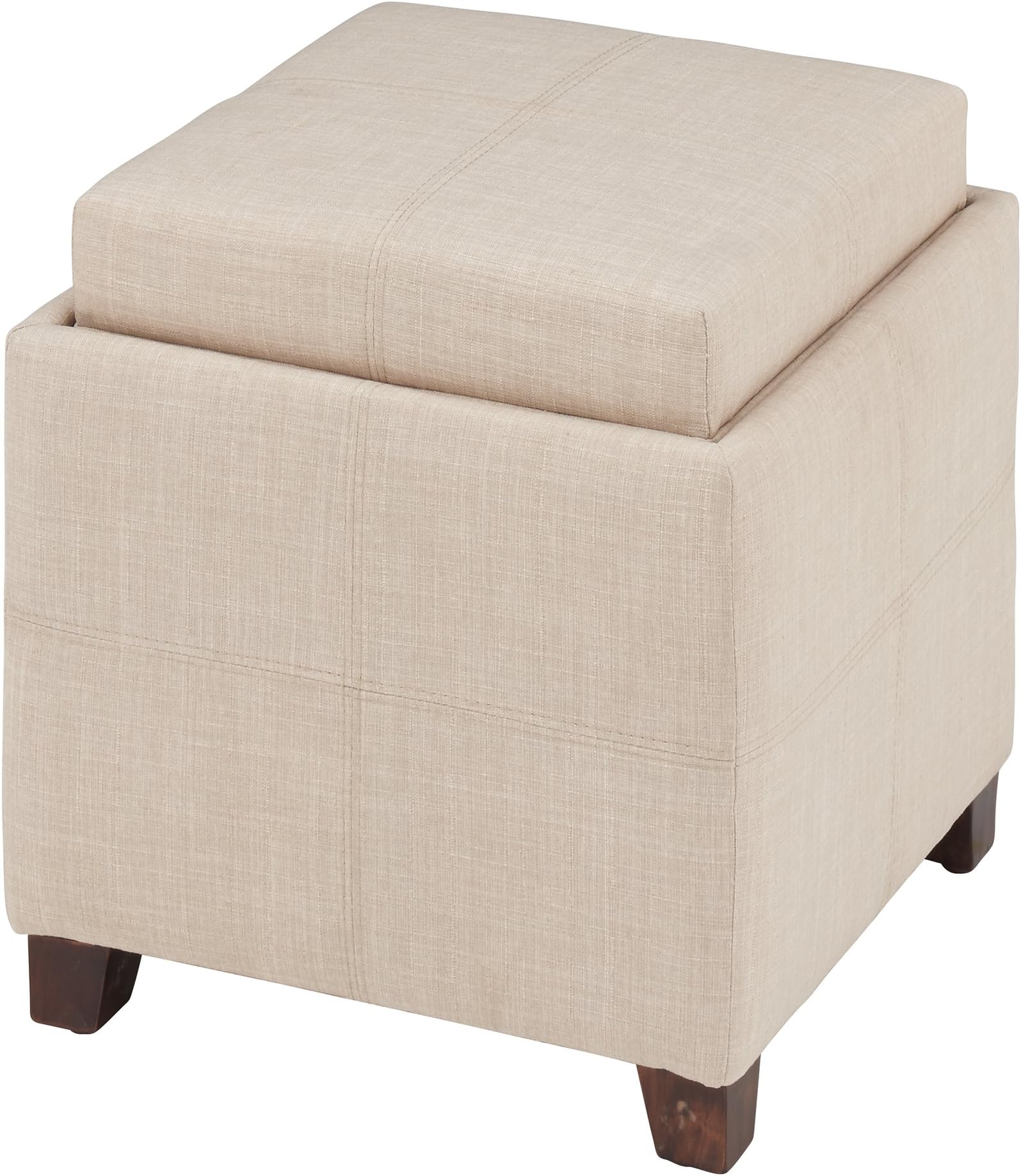 Whi Fabric Storage Cube with reversible Tray Lid, Beige