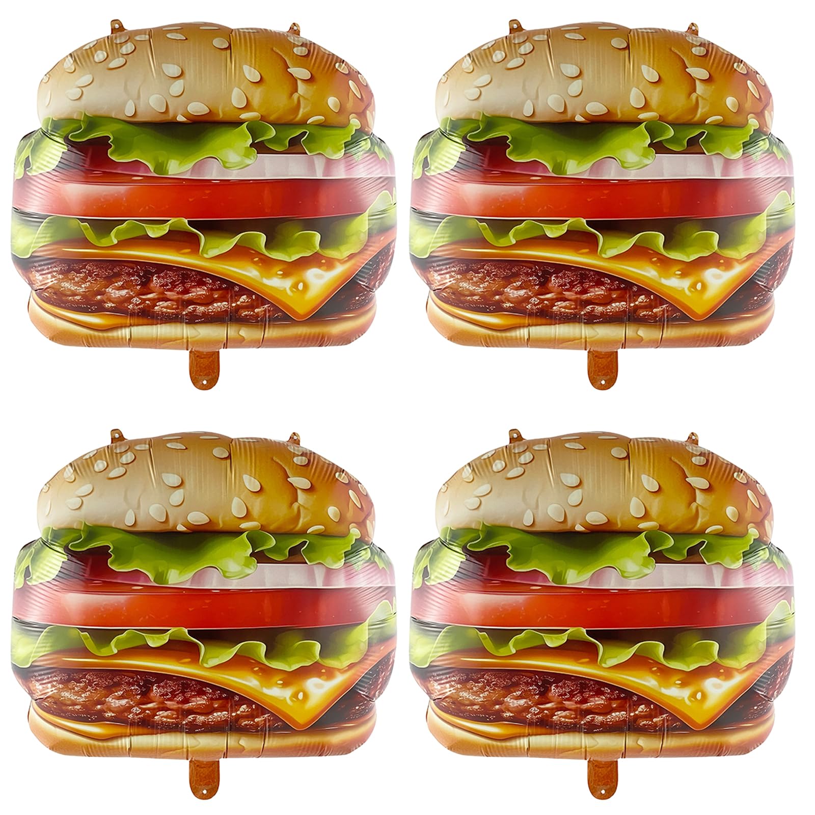 Photo 1 of 4PCS Hamburger Balloons, 24" Realistic Cheeseburger Foil Balloons, Funny Fast Food Themed Birthday Party Decorations