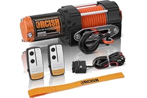 ORCISH Upgrade 3500 lb 12V DC Electric Winch, ATV/UTV Winch Kit for Towing, 1/4"×30' Synthetic Rope with Both Wireless Handheld Remote and Corded Control Recovery, Easy Assembly Winches