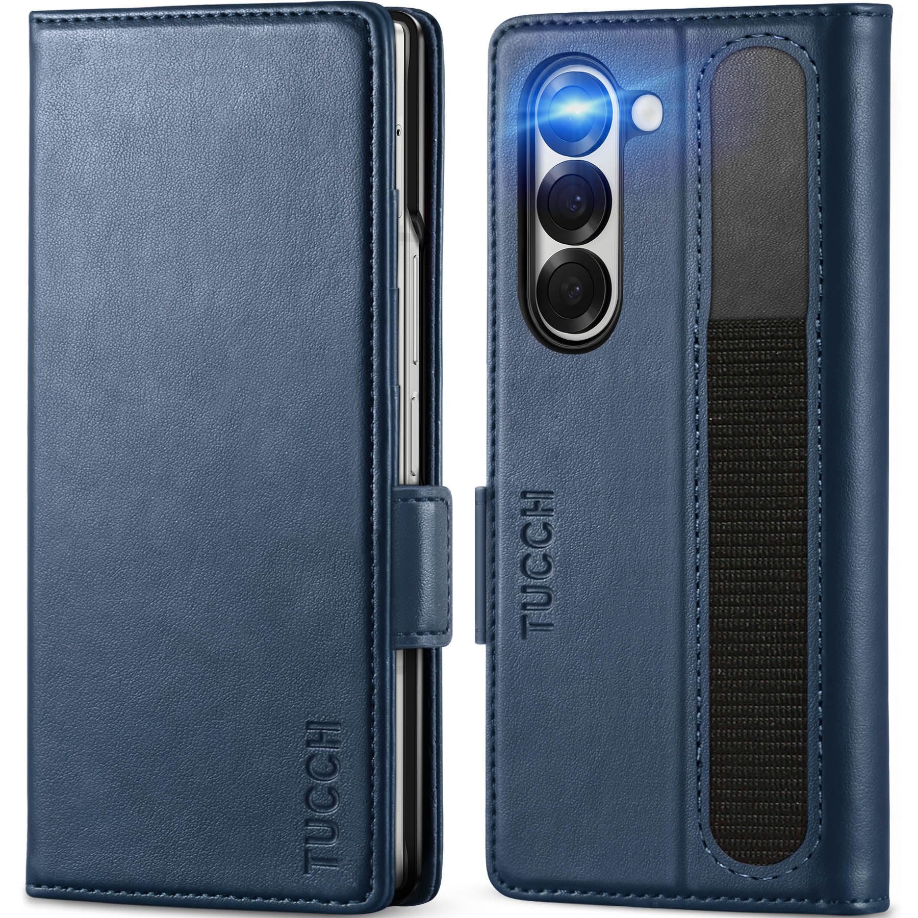 TUCCH Case for Galaxy Z Fold 6 5G, Magnetic PU Leather Wallet Foldable Case with S Pen Holder[RFID Blocking][Viewing Stand][Card Slot], Flip Folding Cover Compatible with Galaxy Z Fold6, Dark Blue — image 1