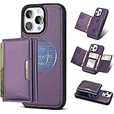 Godzoen for iPhone 15 pro max Wallet Case, 2-in-1 Detachable Phone Case, Card Holder RFID Blocking, Fashionable Faux Leather Card Slot & Folding Design (Purple 6.7'')