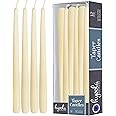 Hyoola 12 Pack Tall Taper Candles - 10 Inch Woolwhite Dripless, Unscented Dinner Candle - Paraffin Wax with Cotton Wicks - 8 Hour Burn Time