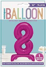 Unique Hot Pink Standing Number 8 Foil Balloon 30" Packaged view 2