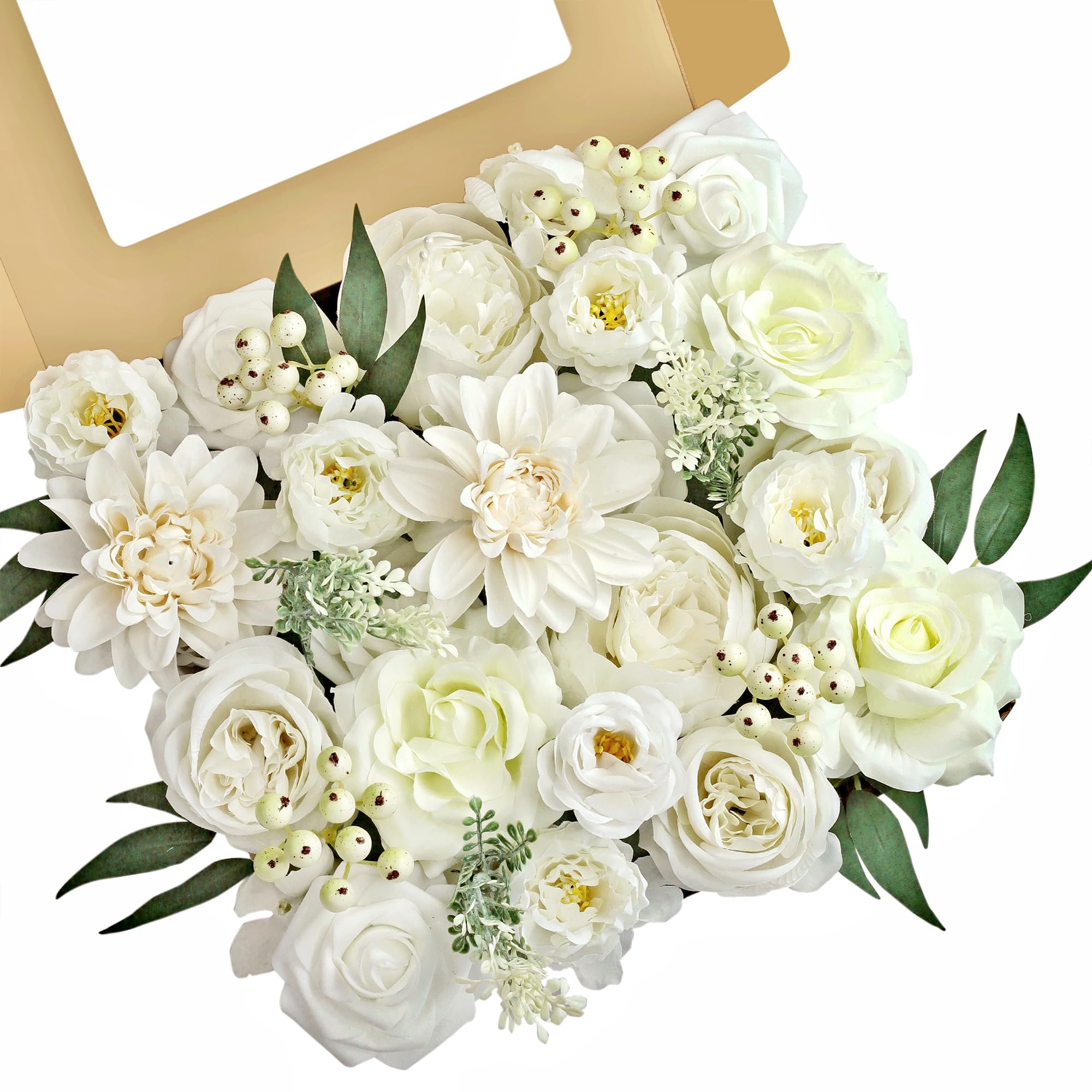 Photo 1 of MISSPIN Artificial Flowers DIY Box Set Fake Roses Bouquet Bridal Wedding Flowers Colorful Centerpiece Table Decorations Boho Faux Floral with Stems Arrangements for Cake Home Party Indoor Outdoor