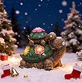 TERESA'S COLLECTIONS Garden Decor, Turtles Garden Decor, Family Tortoises with Solar Light, Waterproof Resin Garden Statue, Turtles Gifts Birthday Gifts for Women Mom