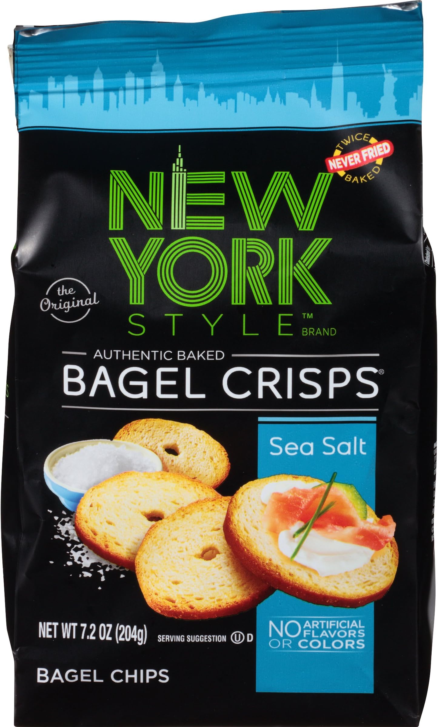 New York Style Bagel Crisps, Sea Salt, 7.2 Ounce
