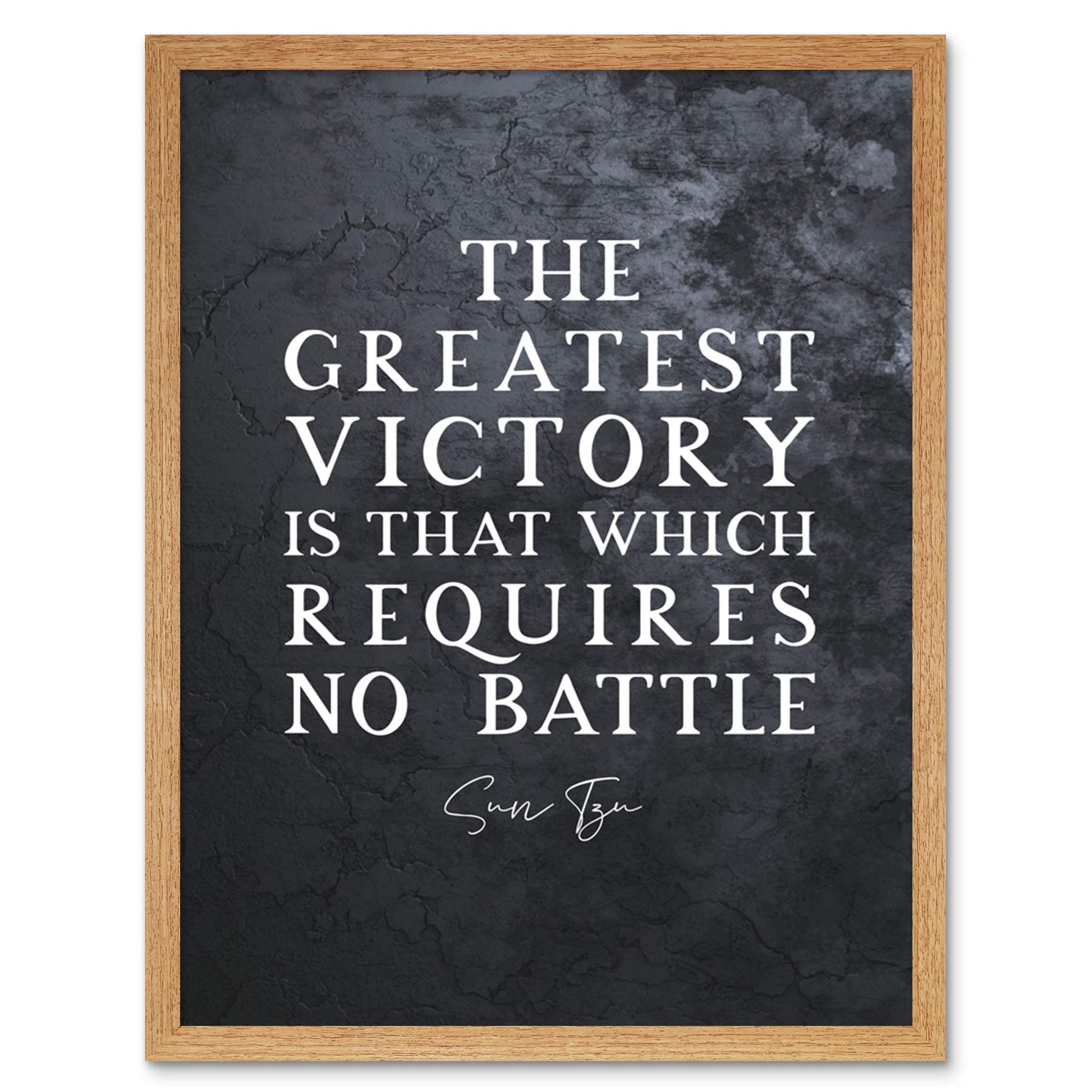 Artery8 Slate Inspiring Quote Sun Tzu Greatest Victory No Battle Art Print Framed Poster Wall Decor 12x16 inch — image 1