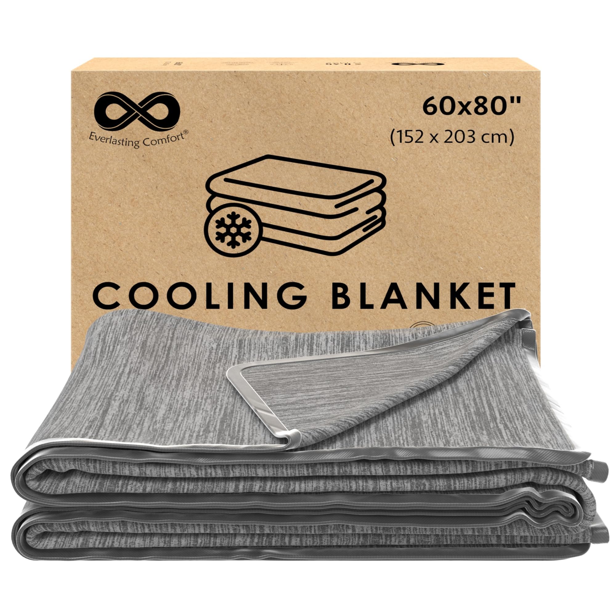 Everlasting Comfort Cooling Blanket - Dual-Sided Lightweight Summer Throw with Refreshing Fabric for Breathable Sleep - Soft and Comfortable Fibers (60x80)