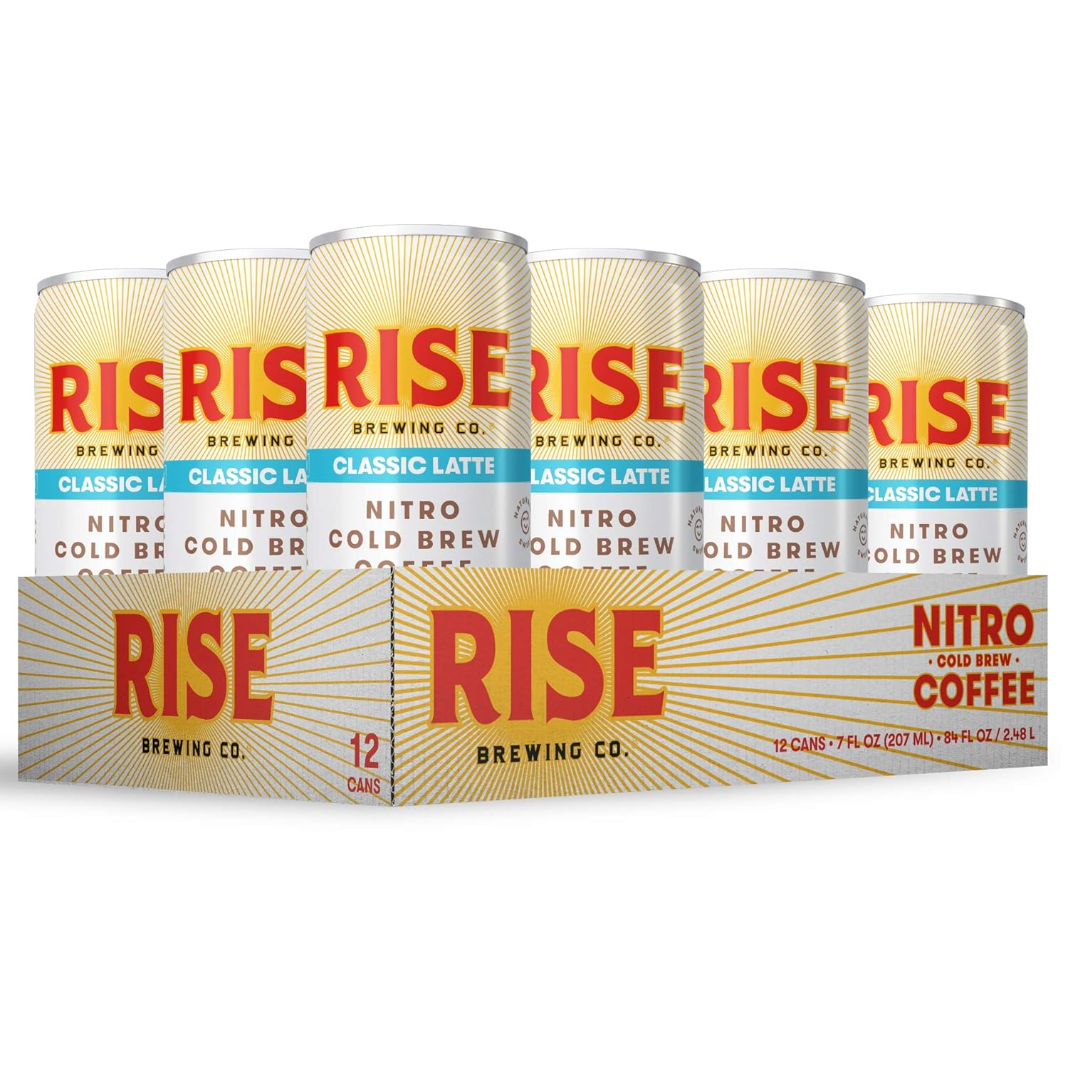 RISE Brewing Co. | Oat Milk Nitro Cold Brew Latte (12 Pack) 7 fl. oz. Cans - Organic, Non-GMO | No Sugar Added & Vegan | Draft Nitrogen Pour, Clean Energy, Low Acidity & Refreshingly Smooth: Grocery & Gourmet Food