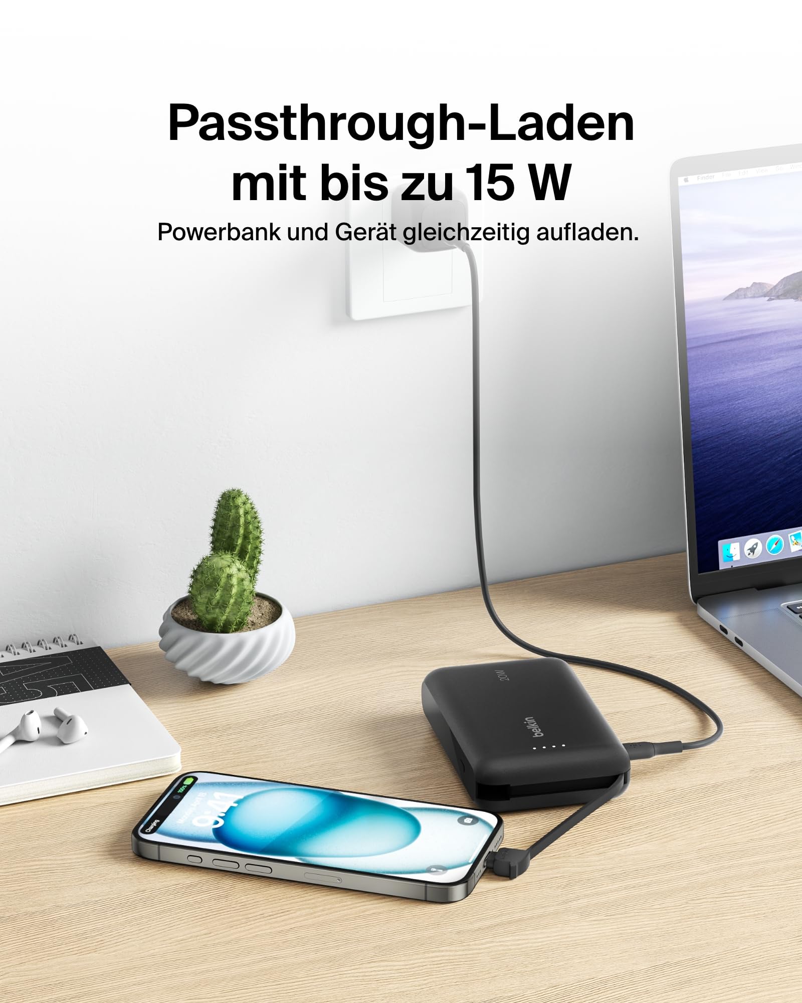 Belkin BoostCharge 10000mAh Power Bank, integriertes USB-C-Kabel – Schwarz 7