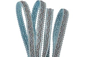 PH PandaHall 32 Yards Blue Braid Tirm for Sewing, 5/8 inch Polyester Basic Fringe Trim Fabric Gimp Braid Trim Ribbon for Upholstery Costume DIY Crafts Jewelry Making Curtain Costume Decoration