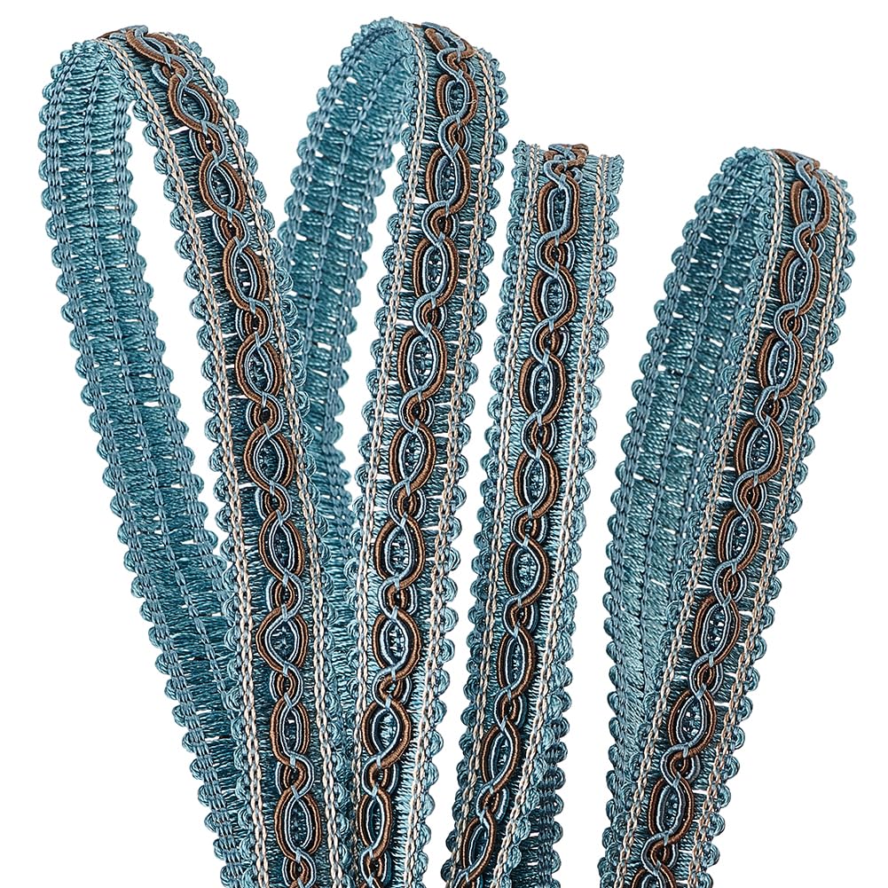 PH PandaHall 32 Yards Blue Braid Tirm for Sewing, 0.6 inch(16mm) Polyester Basic Fringe Trim Fabric Gimp Braid Trim Ribbon for Upholstery Costume DIY Crafts Jewellery Making Curtain Costume Decoration