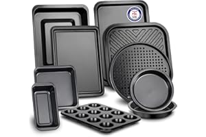 BAKKENMASTER Baking Set – 10 Piece – Deluxe Non Stick Black Coating Inside and Outside – Carbon Steel Bakeware Set – PFOA PFOS and PTFE Free by Bakken