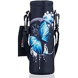 AUPET Water Bottle Carrier,Insulated Neoprene Water bottle Holder Bag Case Pouch Cover 1000ML or 750ML,Adjustable Shoulder Strap, Great for Stainless Steel and Plastic Bottles, Sport and Energy Drinks
