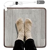 19.7x21.7in Heated Floor Mat - Foot Warmer Under Desk, 110V Electric Heating Pad with 3 Timers & 10 Adjustable Temperatures for Winter Home Office (Gray)