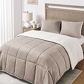 Basic Beyond Queen Comforter Set - Luxury Fleece Sherpa Comforter Sets for Queen Bed, Soft and Warm Queen Size Bedding Comforter Set for Winter, Sand, 88"x88"