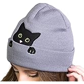 Cat Ear Beanie for Women - Cute Winter Hat, Gifts for Cat Lovers, Mom & Teen Girls - Grey