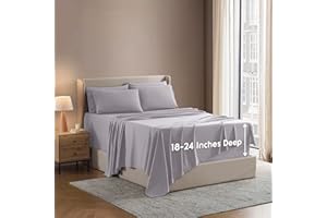 Nestl Extra Deep Pocket Sheets - Deep Pocket Queen Size Sheets - Queen Deep Pocket Bed Sheets Silver Deep Fitted Sheet Set Su