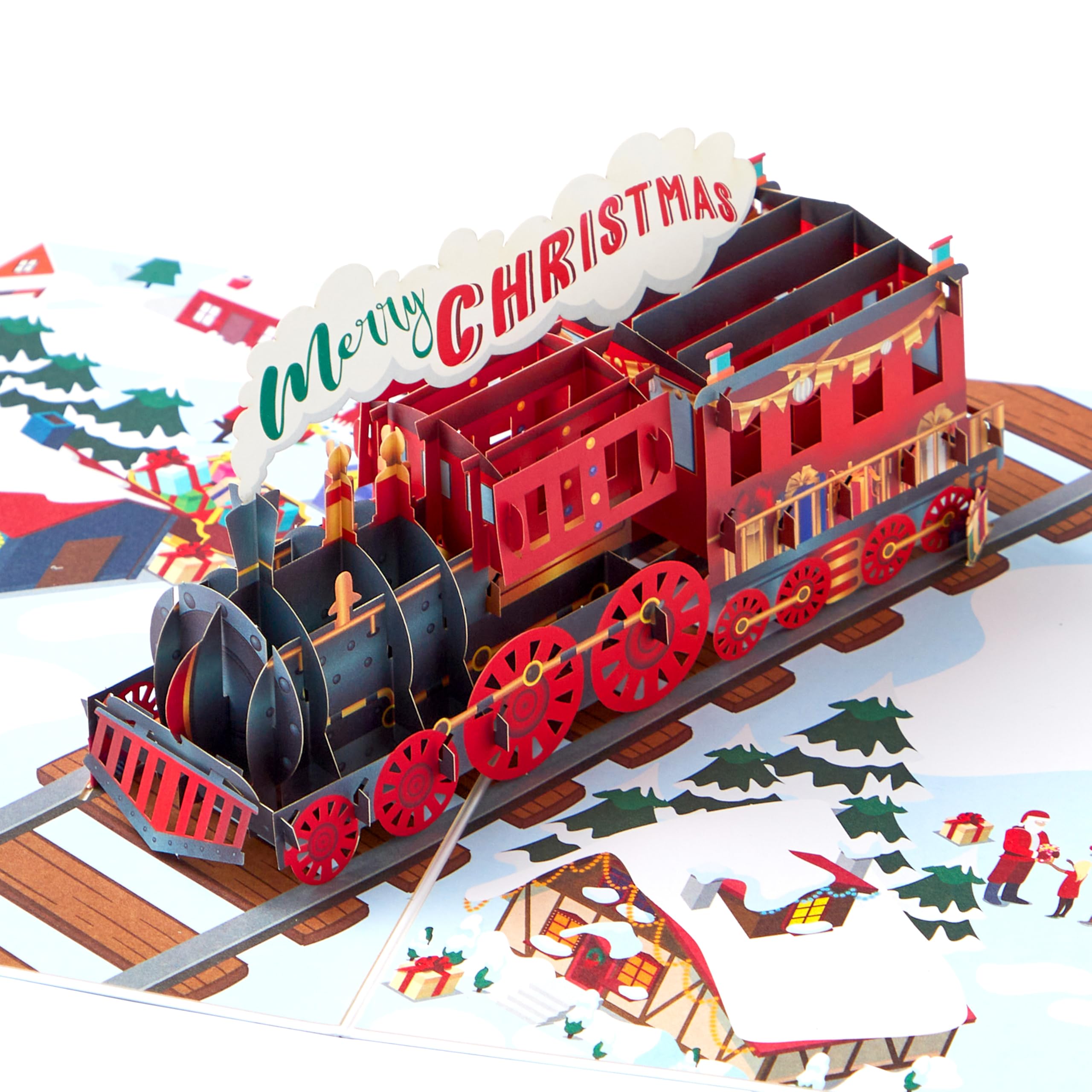 JOYIN 3D Christmas Train Greeting Cards with Envelopes, Train Christmas Cards, 3D Xmas Festive Pop Up Cards for Winter Holiday, Warm Present Giving, Thanksgiving all occasions — image 1
