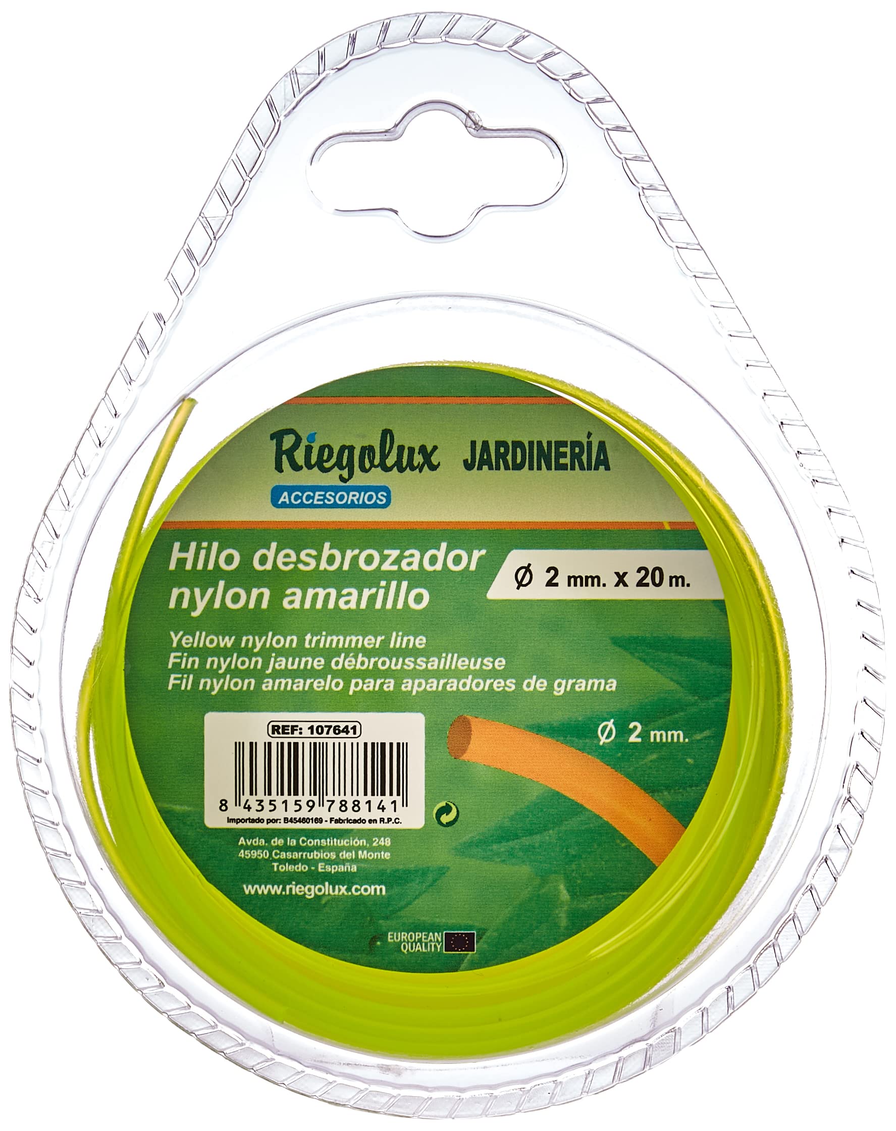 Riegolux 107641 Nylon Brushcutter Thread Round, Yellow, 2 mm x 20 m