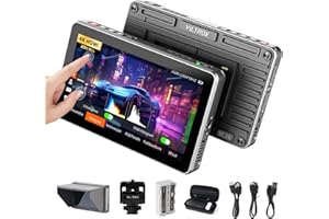 VILTROX DC-X2 Touchscreen Camera Field Monitor, 2000 Nits 6 inch On Camera Monitor 4K HDMI in/Out 3D Lut Full Waveform 1920X1080 HD Focus Peaking Assist Video Field Monitor with Sunshade Hood Battery