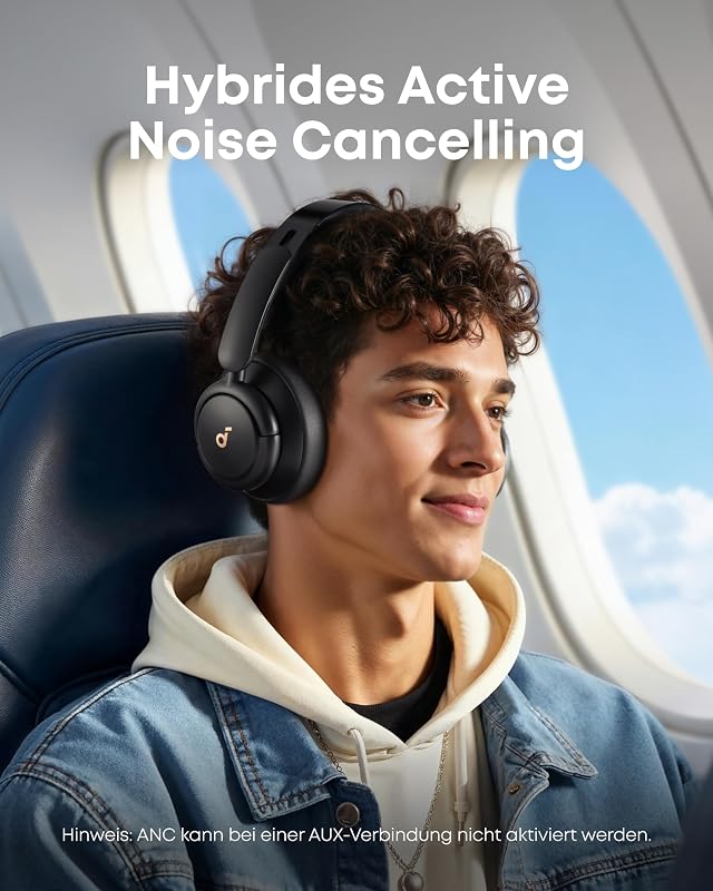 by Anker Q30 Bluetooth Kopfhörer, Hybrid Active Geräuschisolierung, Individuelle Modi, Hi-Res Sound, EQ in App, 40h Akku, bequemer Halt, Verbindung von 2 Geräten (Schwarz)