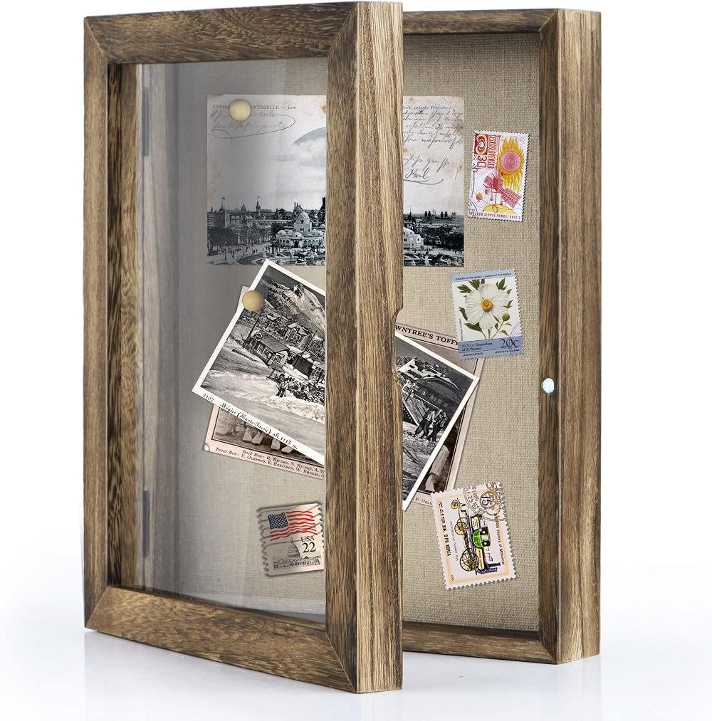 Love-KANKEI 8x10 Shadow Box Frame with Linen Back Display Medals Carbonized