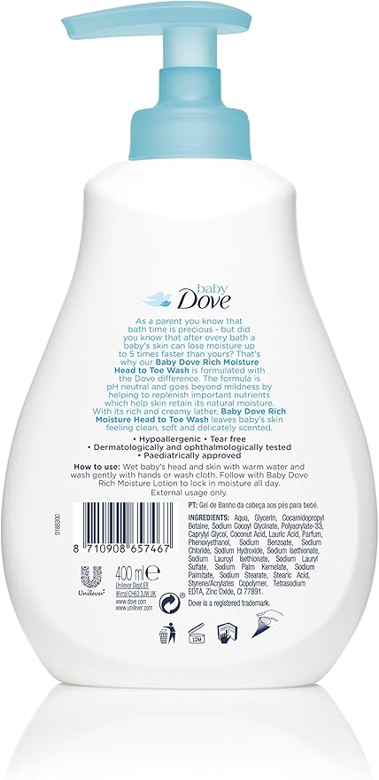 dove baby head to toe wash 400ml