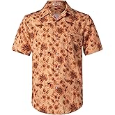BOJIN Men's Hawaiian Wrinkle Free Floral Short Sleeve Button Down Beach Tropical Shirts with Pocket