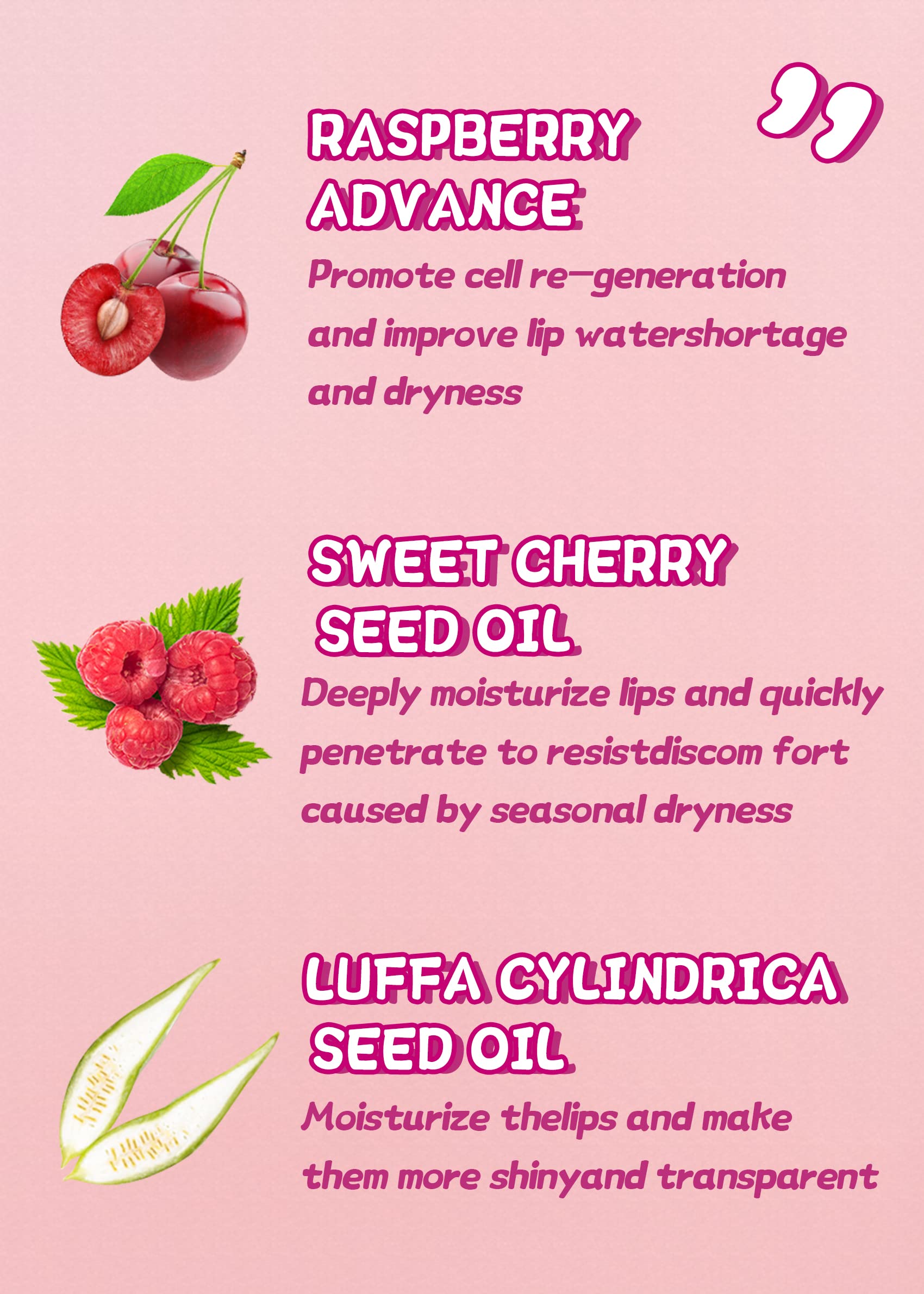 FEIMINI Hydrating Lip Glow Oil, Moisturizing Lip Oil Gloss Transparent Plumping Lip Oil Tinted for Lip Care and Dry Lips - Raspberry