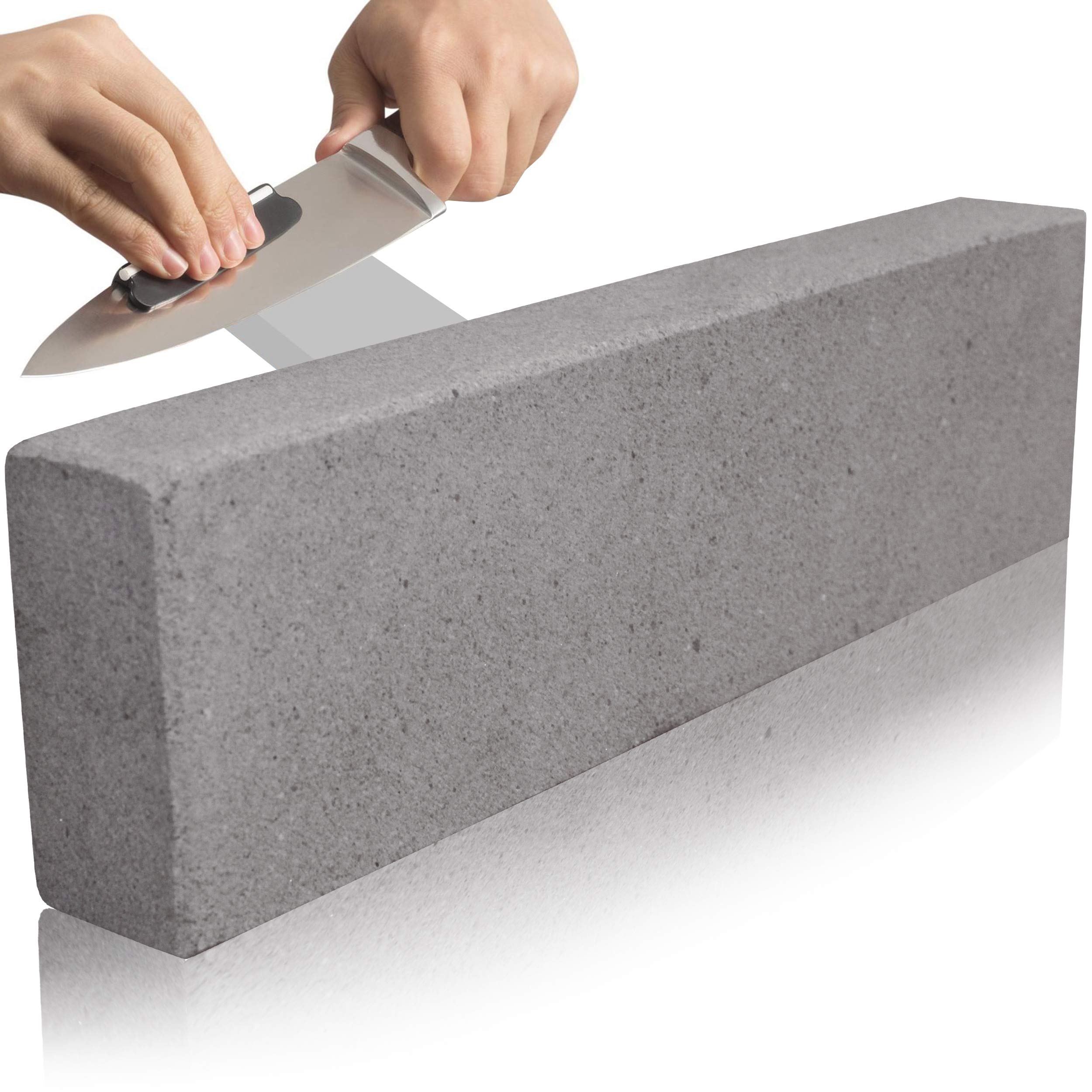 Sharpening Stone - Whetstone - Large Size, Knife and Tools Sharpener - Medium Grade Grey Sandstone - Natural Stone - Long Lasting