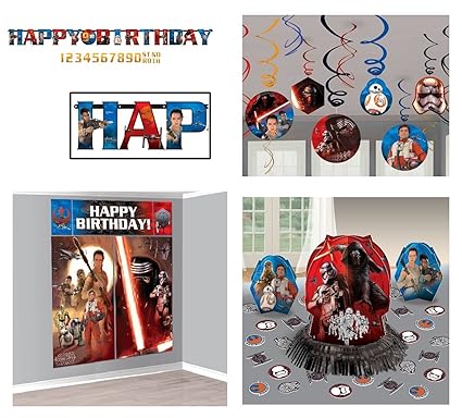 Amazon Com Disney Star Wars Birthday Pack Banner Wall Poster