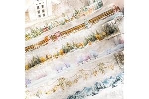 MisKepaa Lot de 6 rouleaux de ruban washi d'hiver en PET pour fournitures de journal, scrapbooking, journal intime, loisirs c