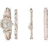 Anne Klein Women's Premium Crystal Accented Bangle Watch and Bracelet Set, AK/2238