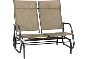 Outsunny Outdoor Glider Bench, Patio Loveseat for 2 Persons, Garden Glider Chair with Breathable Fabric, Metal Frame, High Ba