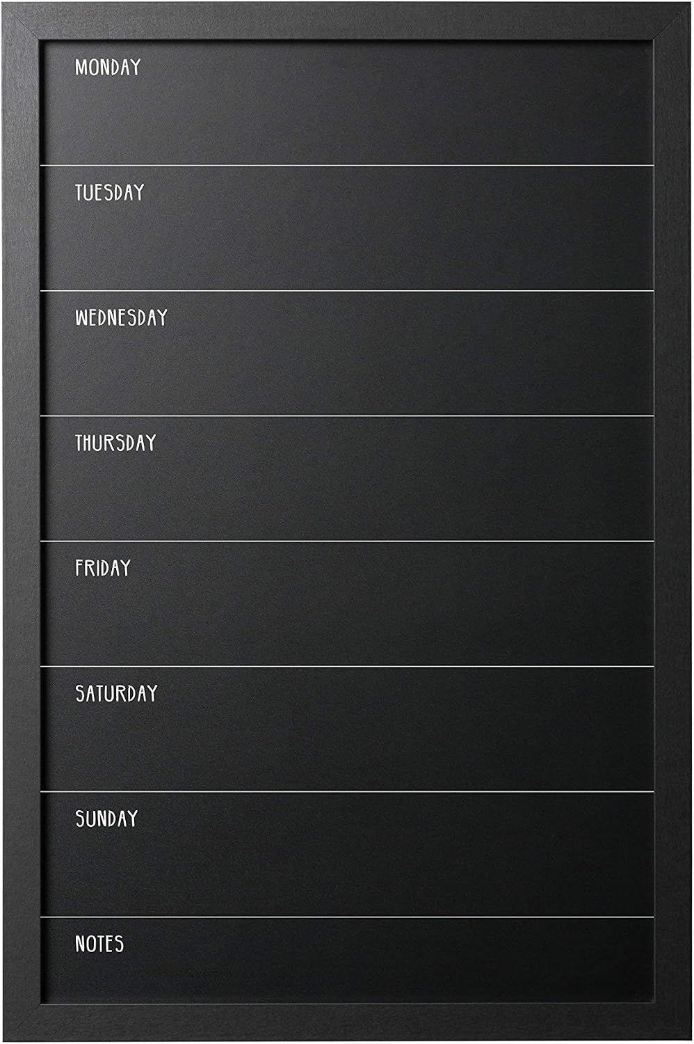 Bi-Office - Chalkboard Week Planner, 400 x 600 mm, Black Frame, W40 x H60 cm