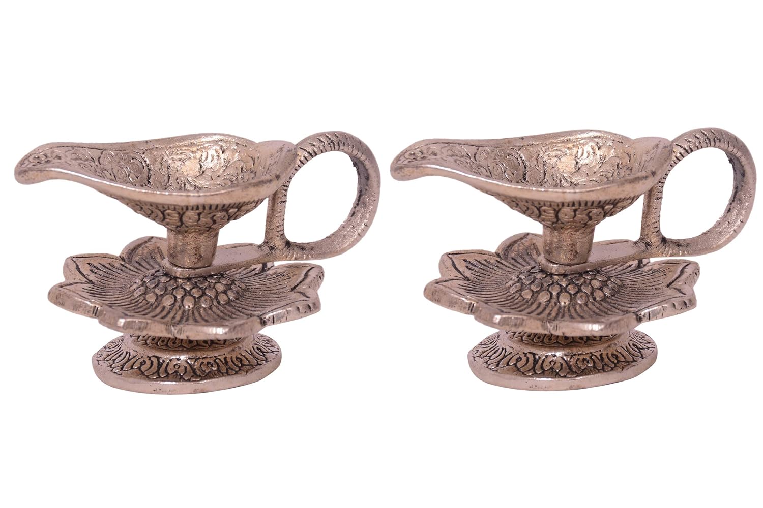 Buy Kdt Antique Metal Traditional Oil Deepak Deepam Flower
