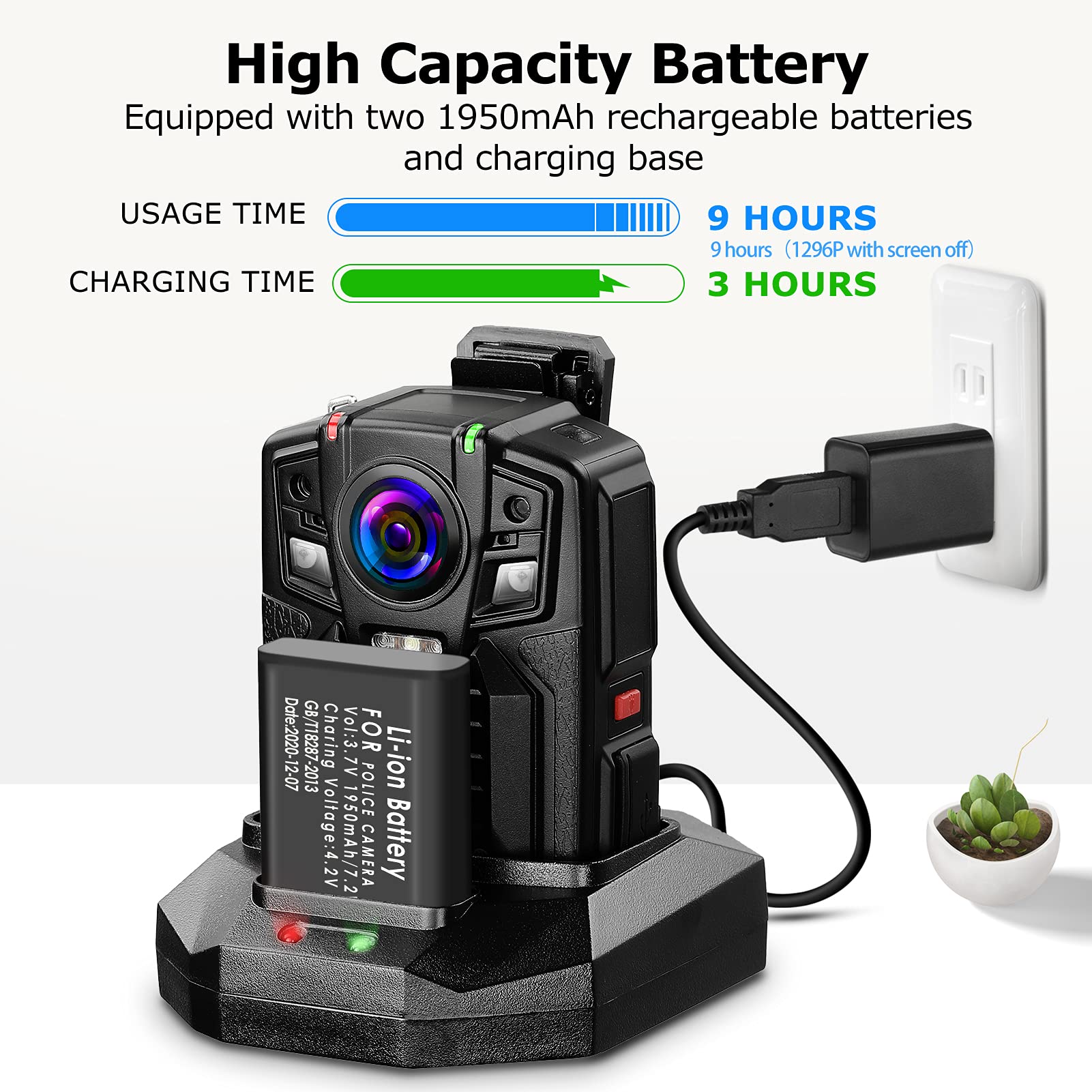 BOBLOV HD66/D7 2K 1440P Body Worn Camera, 2 Batteries with Dock, IP67 1440P Outdoor Body Camera Audio & Video Recorder 170° Wide Angle IR, with 360° Rotation Clip (64GB)