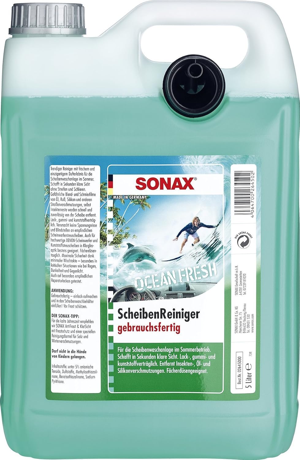 Sonax 264500 Windscreen Wash Ready-to-Use Ocean Fresh, 5 litres, 5 l (Pack of 1)