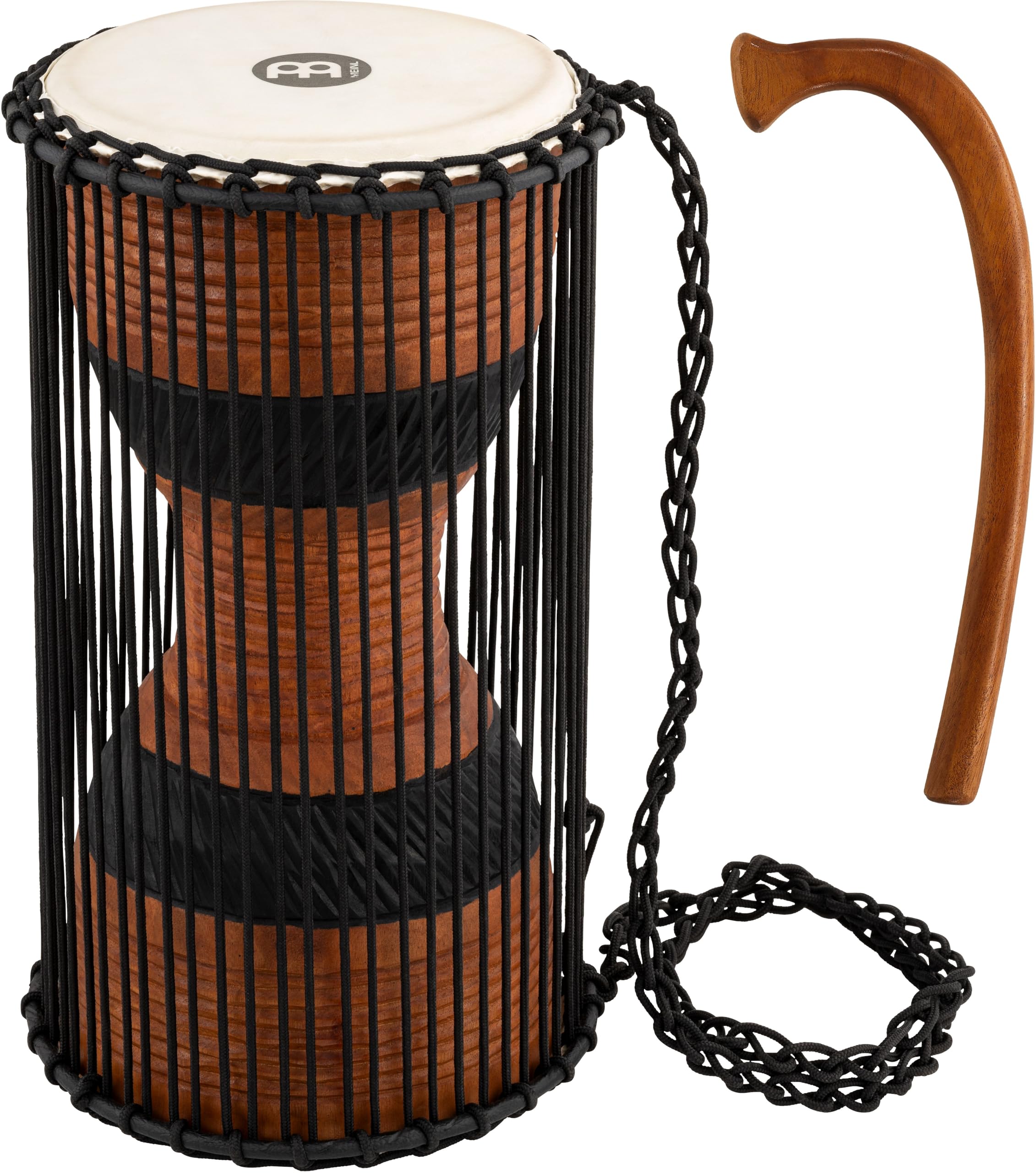 Meinl Percussion Wood Talking Drum - Large Instrument with Goat Skin Head - Height 16-inch - Including Wooden Beater - Mahogany, Multicoloured (ATD-L)
