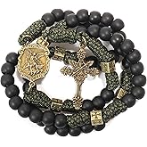 Nazareth Store Antique Bronze Metal Rugged Durable Paracord Rosary Necklace Black Matte Prayer Beads with Saint Medal and Crucifix