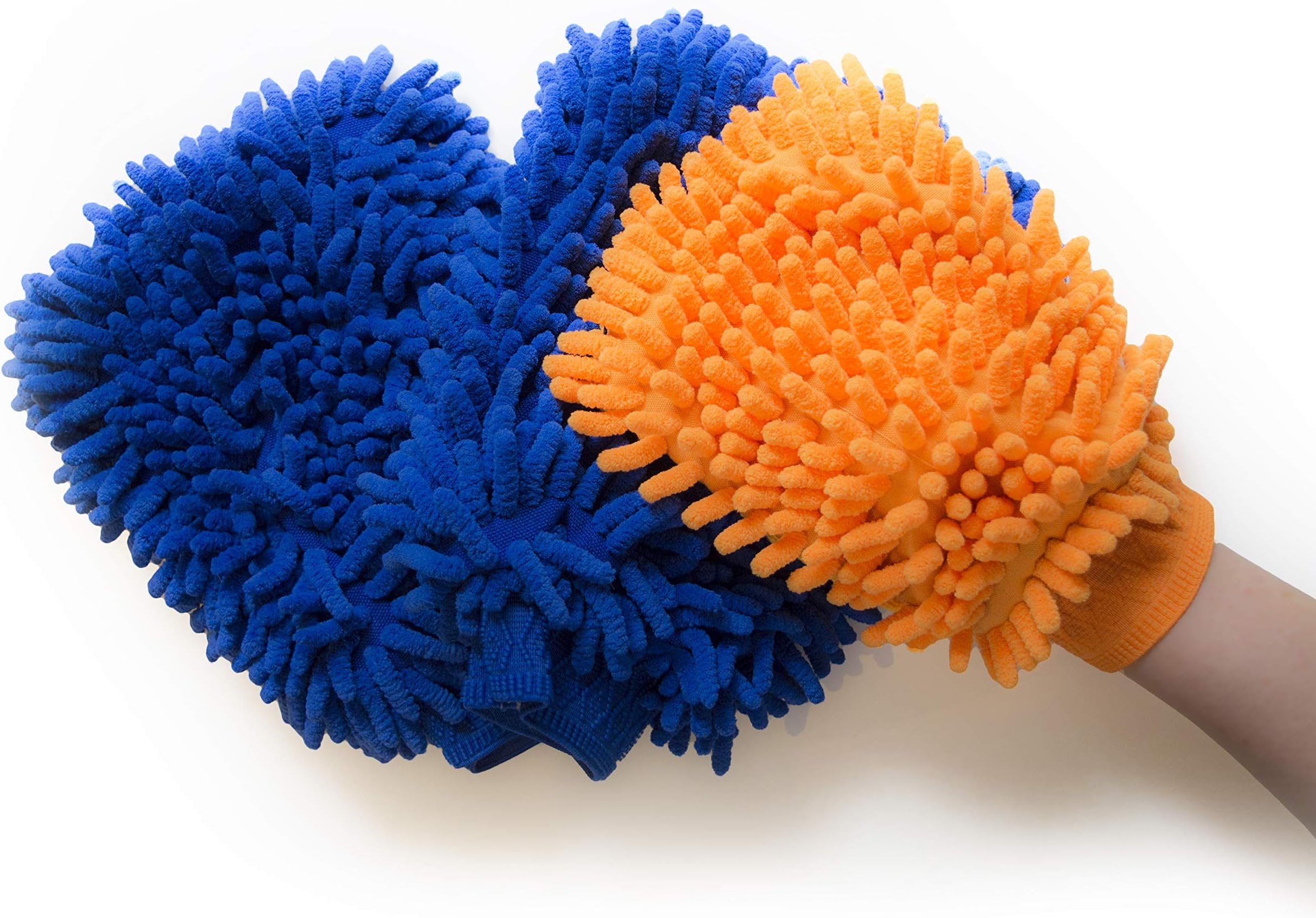 Parent Geniuses Premium Microfiber Cleaning Mitts - 2 Large Ultra Plush Car Wash Mitts - with a Kids Wash Mitt so They can Help