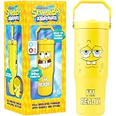 Get Trend SpongeBob SquarePants 30oz Tumbler with Handle and Straw, Kids Stainless Steel Insulated Water Bottle, BPA-Free, Leak-Proof, Cold for 12h, Hot 5h, Gifts for Boys Girls (Yellow SpongeBob)