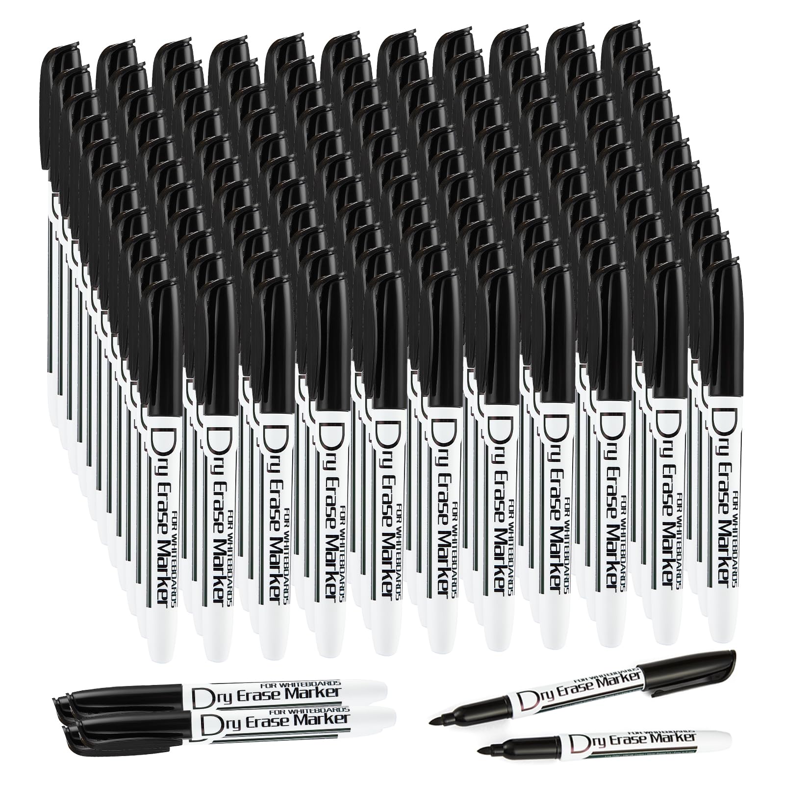 Black Dry Erase Markers Low Odor Fine Whiteboard Markers Thin Box of 125
